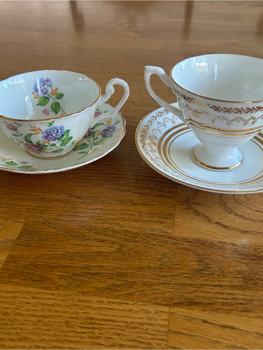 Two vintage bone china tea cups
